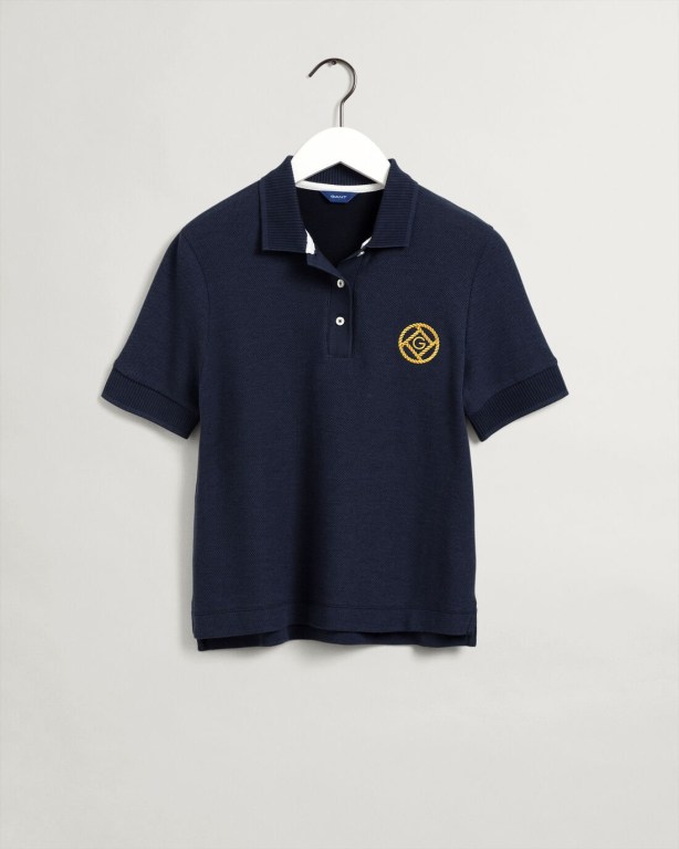 Gant Rope Icon Piqué Women's Polos Blue | STNXmNxKv4O