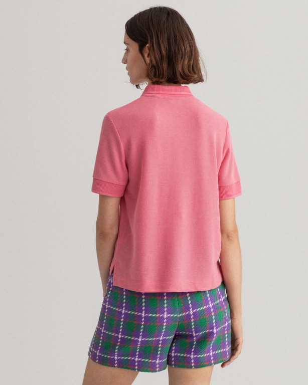 Gant Rope Icon Piqué Women's Polos Rose | QEm28OWHIUJ