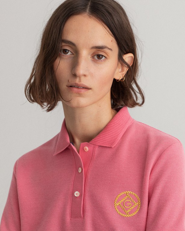 Gant Rope Icon Piqué Women's Polos Rose | QEm28OWHIUJ