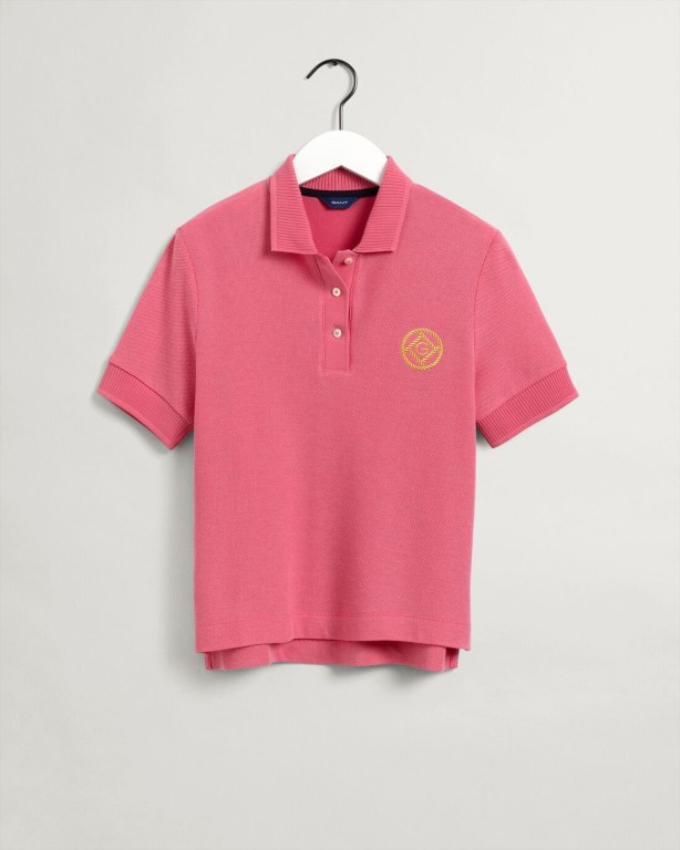 Gant Rope Icon Piqué Women's Polos Rose | QEm28OWHIUJ