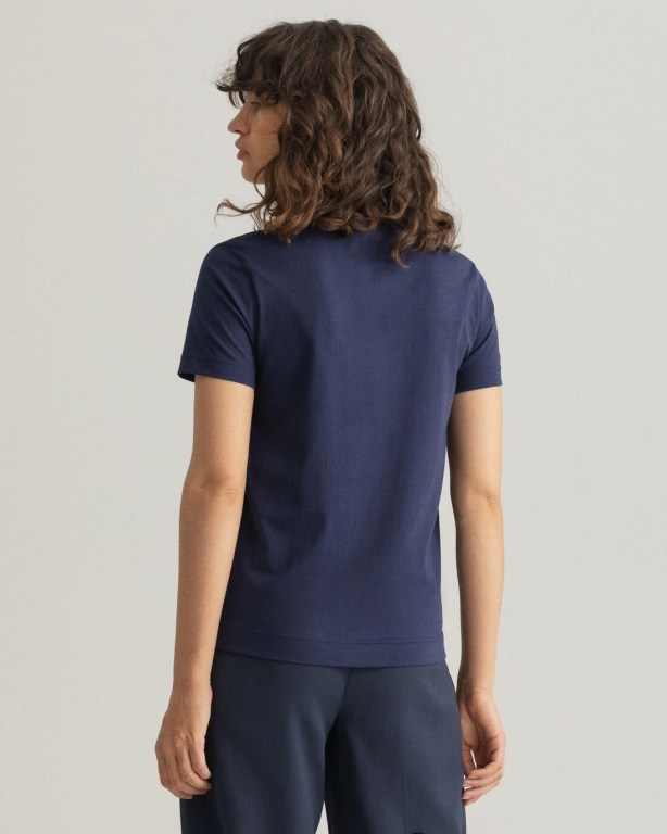 Gant Rope Icon Women's T-shirts Blue | 2qM5hIWQOdF