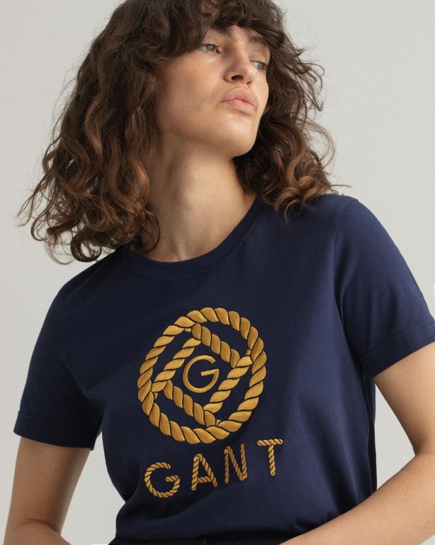 Gant Rope Icon Women's T-shirts Blue | 2qM5hIWQOdF