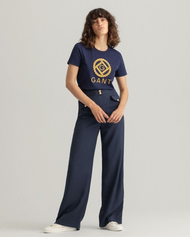 Gant Rope Icon Women's T-shirts Blue | 2qM5hIWQOdF