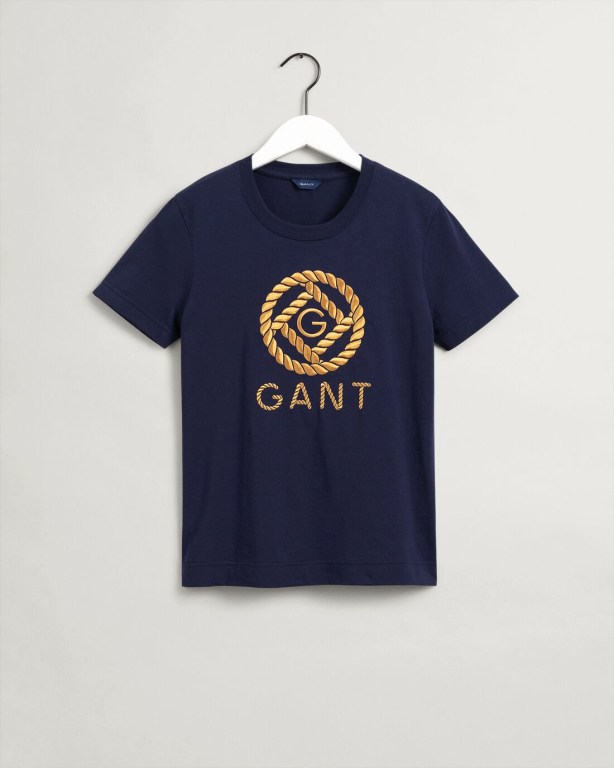 Gant Rope Icon Women's T-shirts Blue | 2qM5hIWQOdF