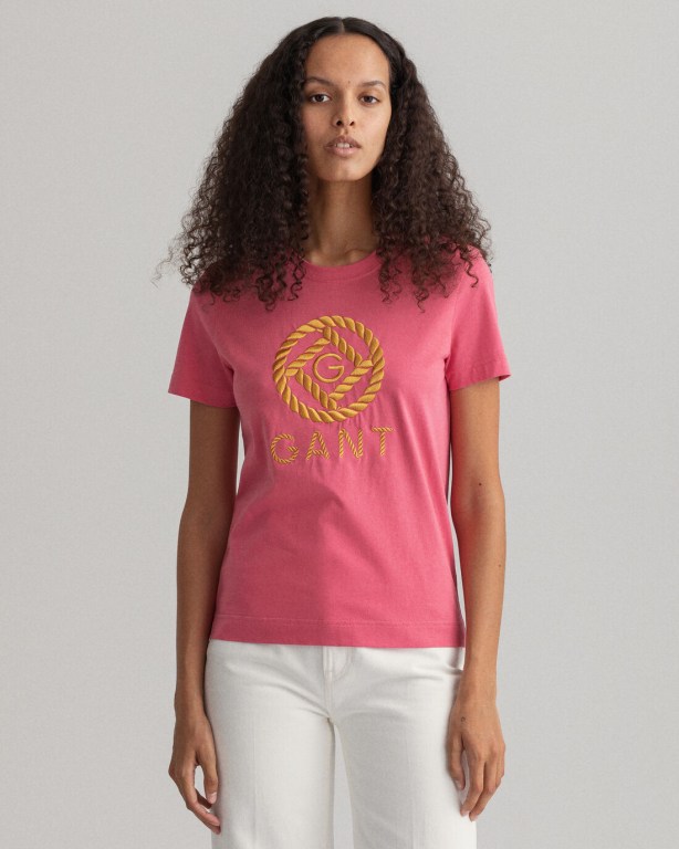 Gant Rope Icon Women's T-shirts Rose | oWl095cTPno