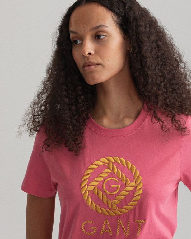 Gant Rope Icon Women's T-shirts Rose | oWl095cTPno