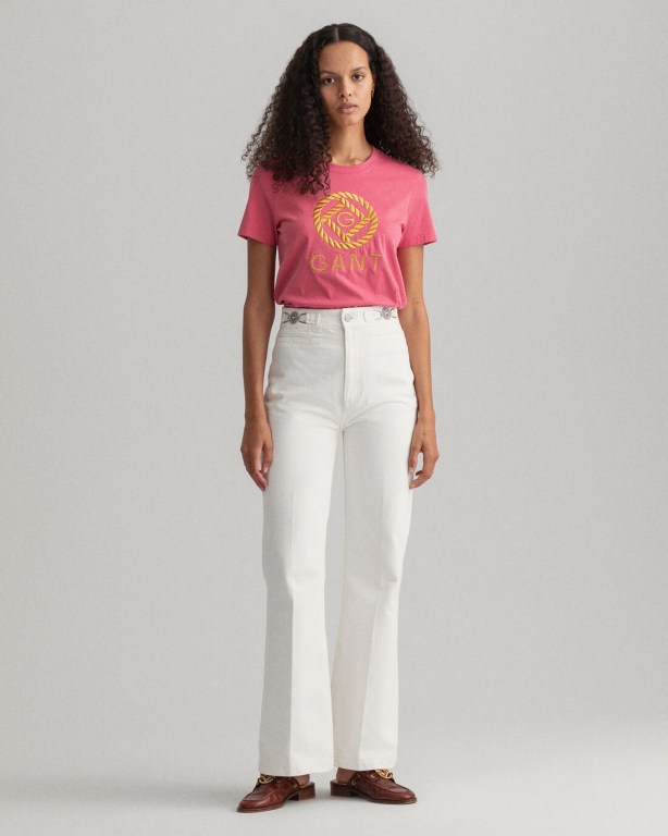 Gant Rope Icon Women's T-shirts Rose | oWl095cTPno