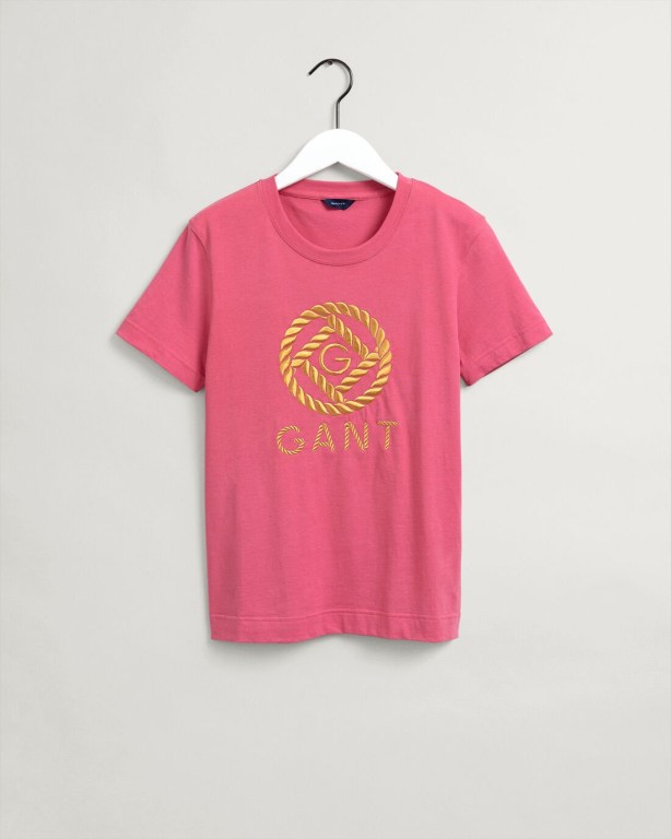 Gant Rope Icon Women's T-shirts Rose | oWl095cTPno