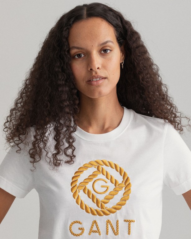 Gant Rope Icon Women's T-shirts White | EUahRjv8p0l