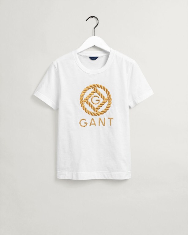 Gant Rope Icon Women's T-shirts White | EUahRjv8p0l