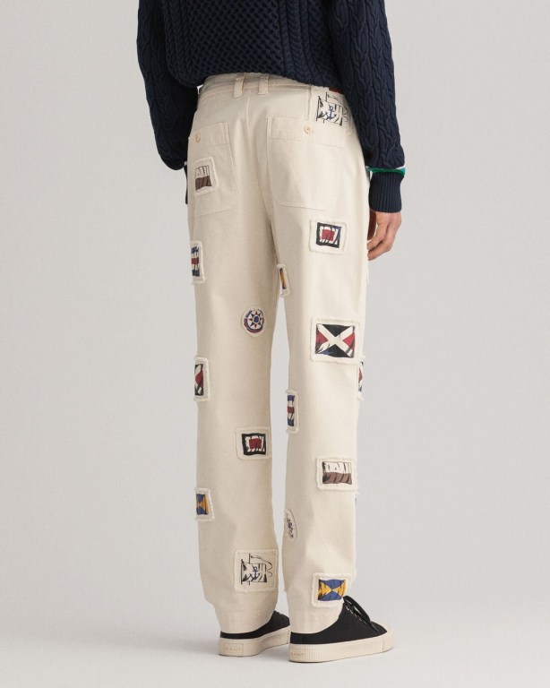 Gant Rough Weather Flag Chinos Men's Pants Cream | vm7lDwQvh93