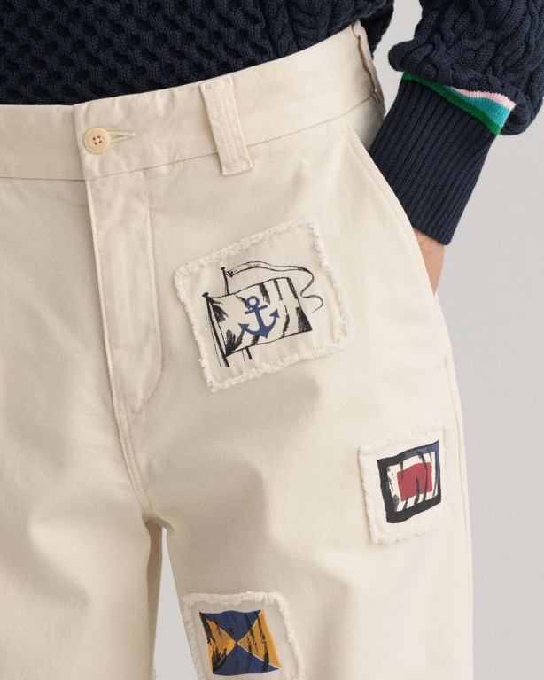 Gant Rough Weather Flag Chinos Men's Pants Cream | vm7lDwQvh93