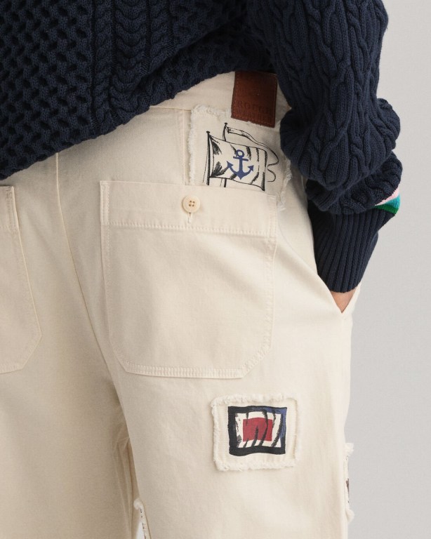 Gant Rough Weather Flag Chinos Men's Pants Cream | vm7lDwQvh93