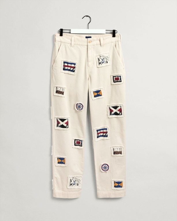 Gant Rough Weather Flag Chinos Men's Pants Cream | vm7lDwQvh93