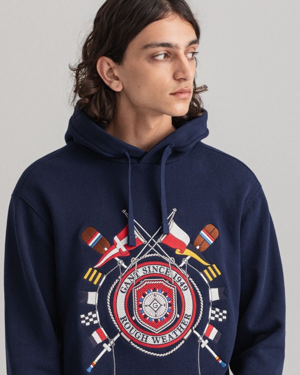 Gant Rough Weather Men's Hoodies Blue | EPxl4KbH7k8