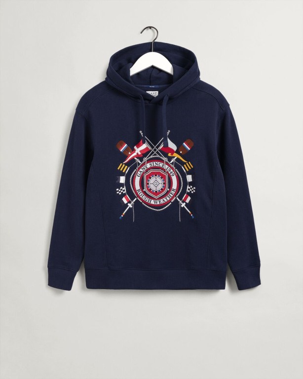 Gant Rough Weather Men's Hoodies Blue | EPxl4KbH7k8