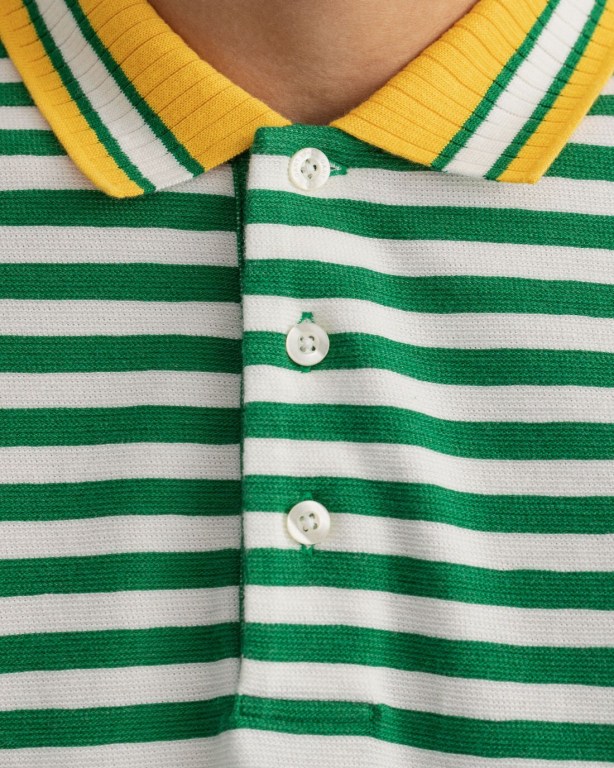 Gant Rough Weather Piqué Men's Polo Shirts Green | KqEHyOrw3IF