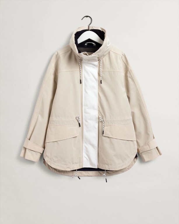 Gant Rough Weather Racer Women's Jackets Beige | 5ZXQ7EA3fRF