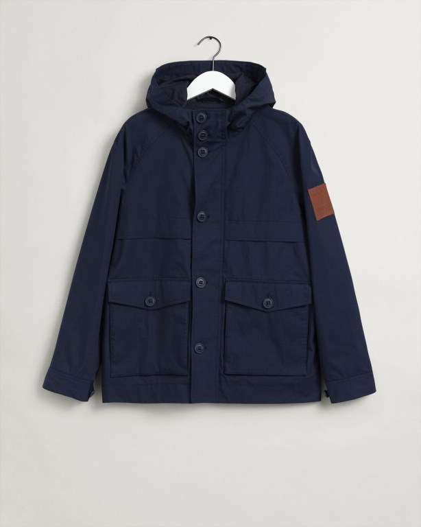 Gant Rough Weather Short Parka Men's Raincoats Dark Blue | 3Ib2O7UJhlC