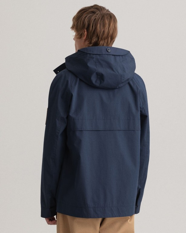 Gant Rough Weather Short Parka Men's Raincoats Dark Blue | 3Ib2O7UJhlC