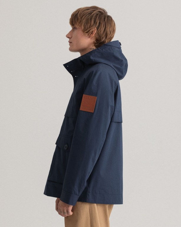 Gant Rough Weather Short Parka Men's Raincoats Dark Blue | 3Ib2O7UJhlC