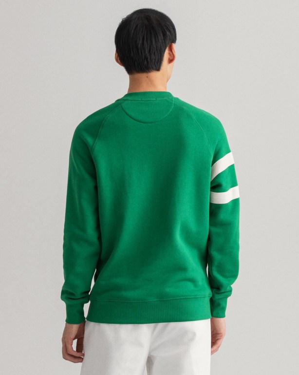 Gant Rowing Crew Neck Men's Sweatshirts Green | bkxYr39zZlW