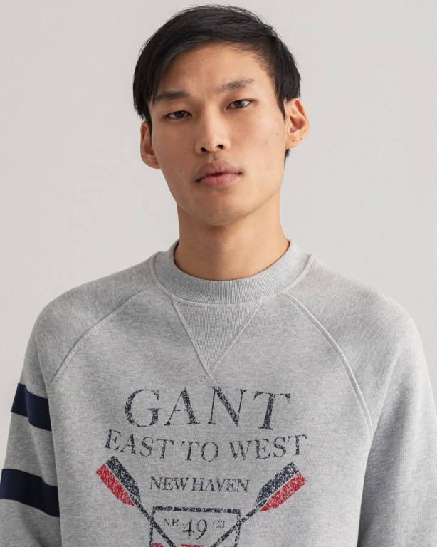 Gant Rowing Crew Neck Men's Sweatshirts Light Grey | n4huBparOjz