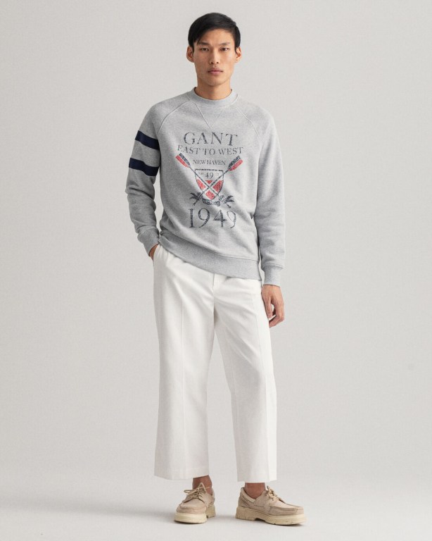 Gant Rowing Crew Neck Men's Sweatshirts Light Grey | n4huBparOjz