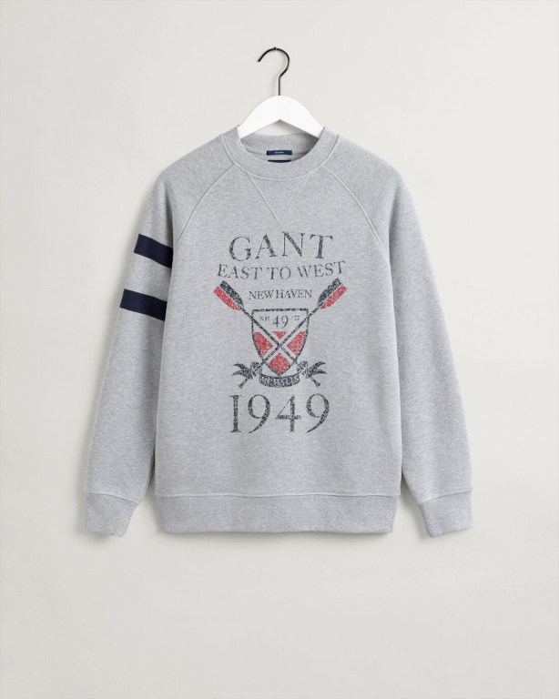 Gant Rowing Crew Neck Men's Sweatshirts Light Grey | n4huBparOjz