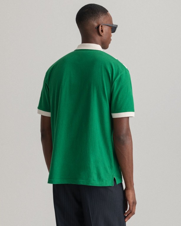 Gant Rowing Jersey Men's Polo Shirts Green | qu4WFazeUwd