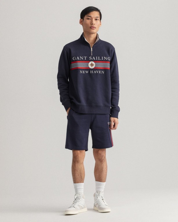 Gant Sailing Men's Half Zip Sweatshirts Blue | uwTFwveEE6m