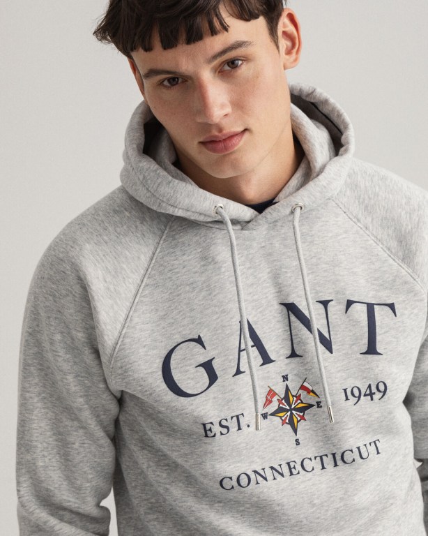 Gant Sailing Men's Hoodies Light Grey | HBx3dwXQXyX