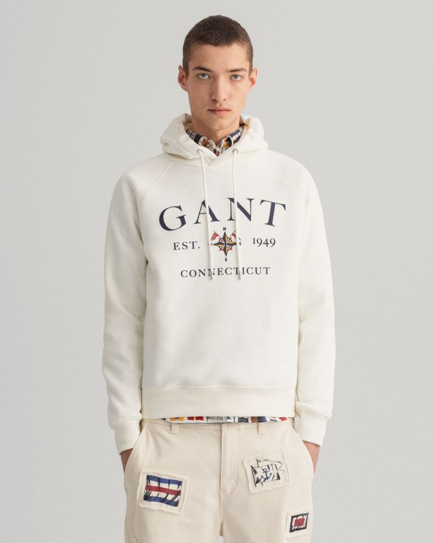 Gant Sailing Men\'s Hoodies White | iZYNzWOefLN