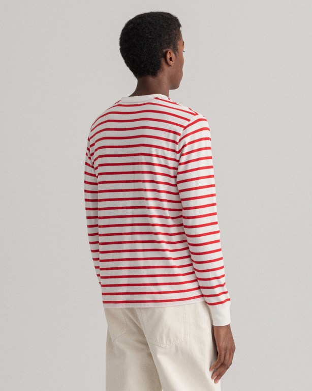 Gant Sailing Print Long-Sleeve Men's T-shirts Light Red | 2rtqO4xGdoK