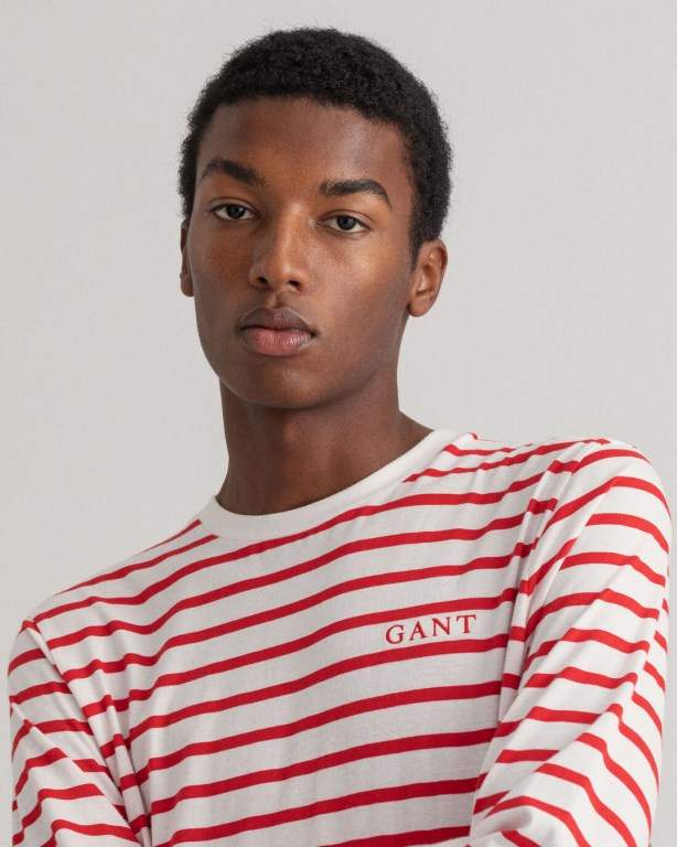 Gant Sailing Print Long-Sleeve Men's T-shirts Light Red | 2rtqO4xGdoK