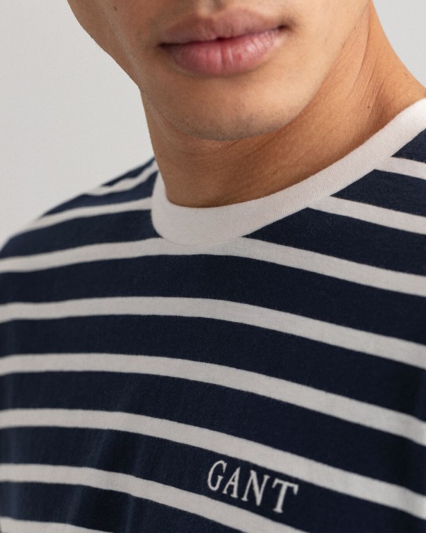 Gant Sailing Print Long-Sleeve Men's T-shirts Blue | 6a8yVgyFCxm