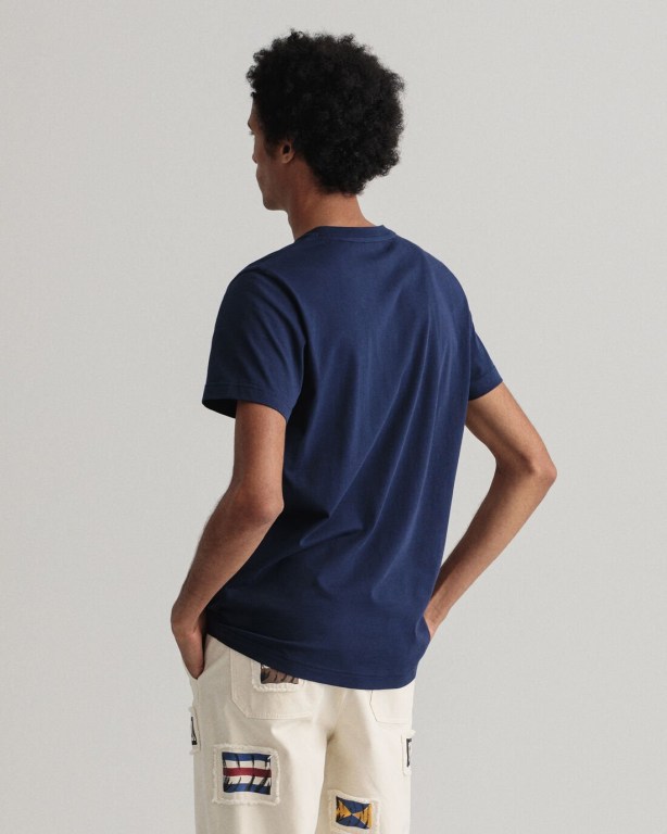 Gant Sailing Print Men's T-shirts Blue | gAkeU6rktU4