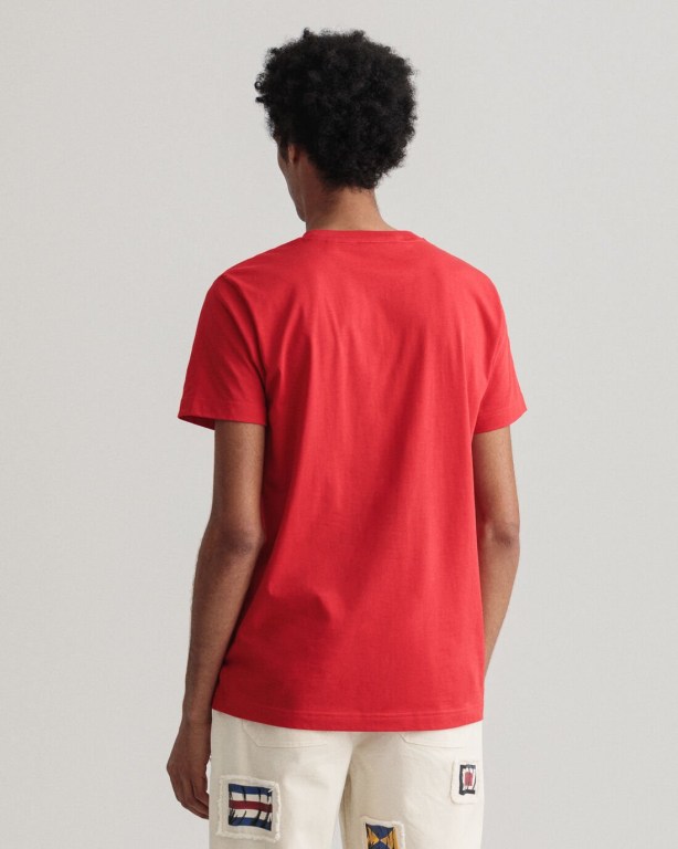 Gant Sailing Print Men's T-shirts Light Red | raBjqWBi2Ht