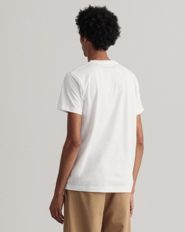 Gant Sailing Print Men's T-shirts White | Bwvn9itwFeX