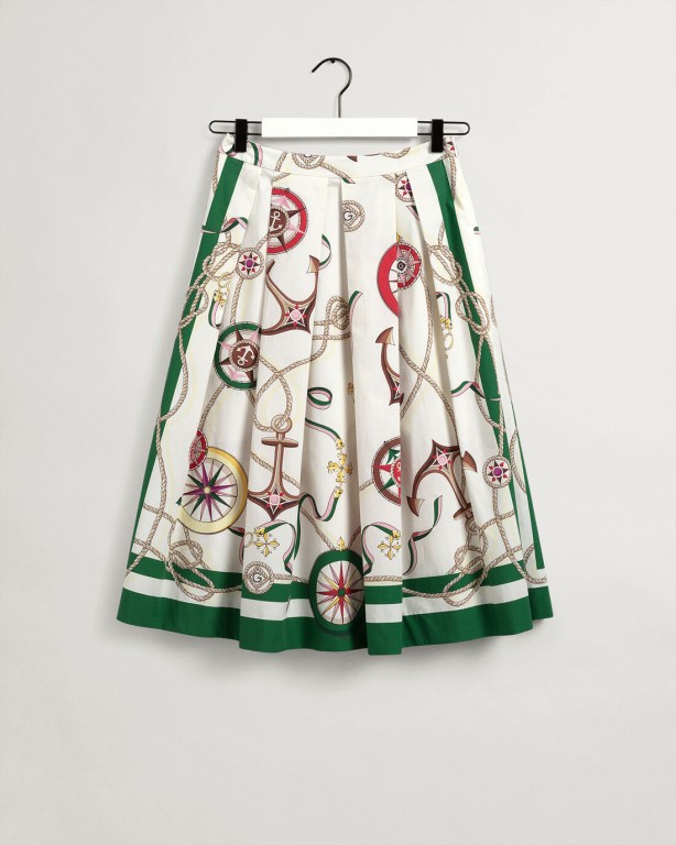 Gant Sailing Print Pleated Women's Skirts White | NLSOXdiA1Ly