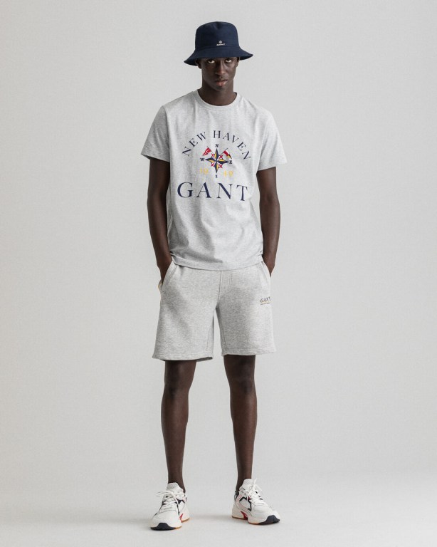 Gant Sailing Sweat Men's Shorts Light Grey | r2kkXAF2x2q