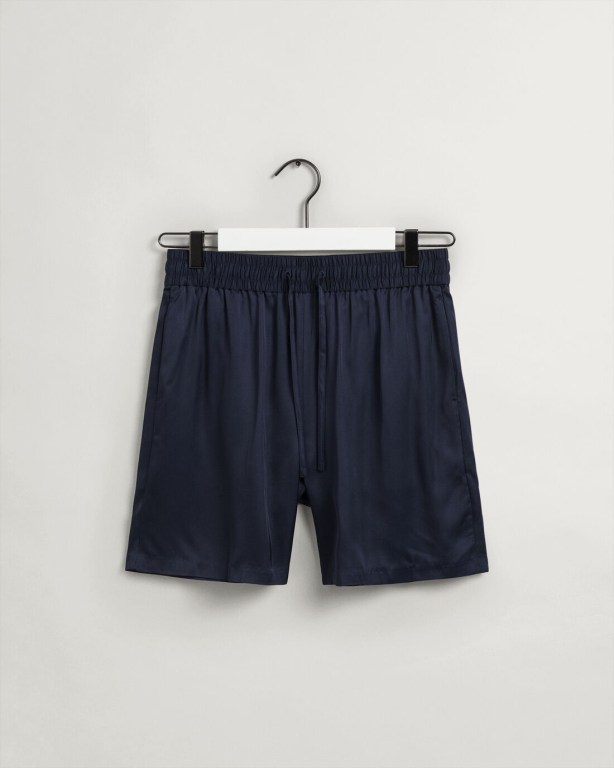 Gant Satin Pull-On Women's Shorts Blue | 45q0JAQUkWz