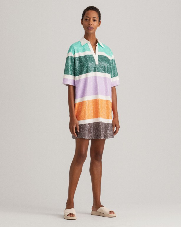 Gant Sequin Stripe Women's Dresses Multicolor | z5Sw6iDUiNZ