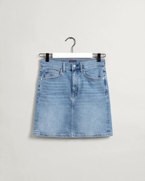 Gant Short Denim Skirt Women's Shorts Light Blue | zAtXriDyYx4