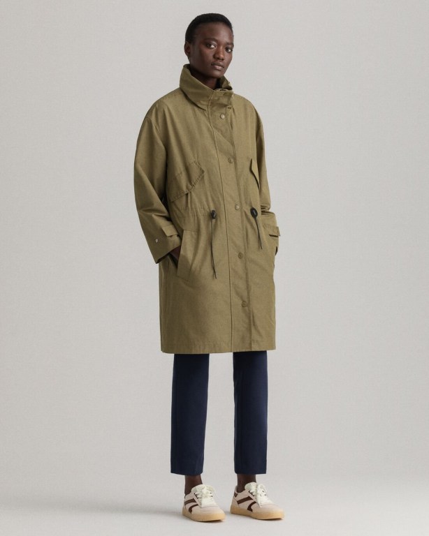 Gant Short Wind Parka Women's Coats Green | ciU7zBoV01E