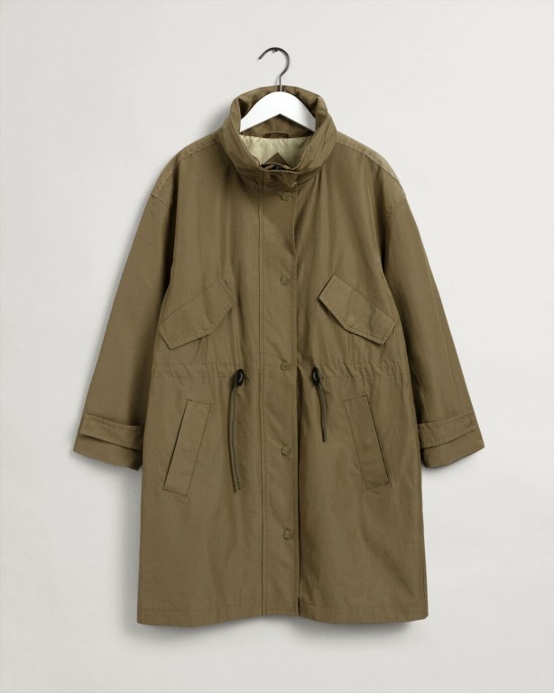 Gant Short Wind Parka Women's Coats Green | ciU7zBoV01E