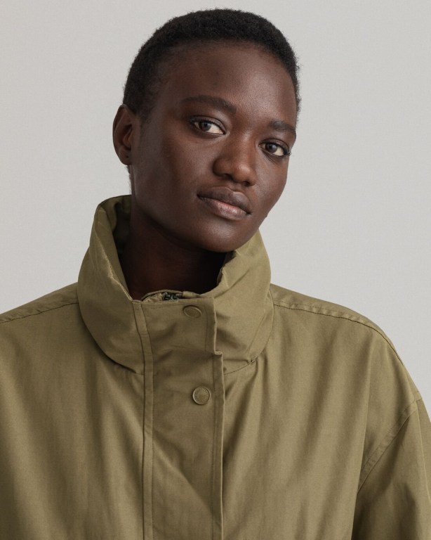 Gant Short Wind Parka Women's Coats Green | ciU7zBoV01E