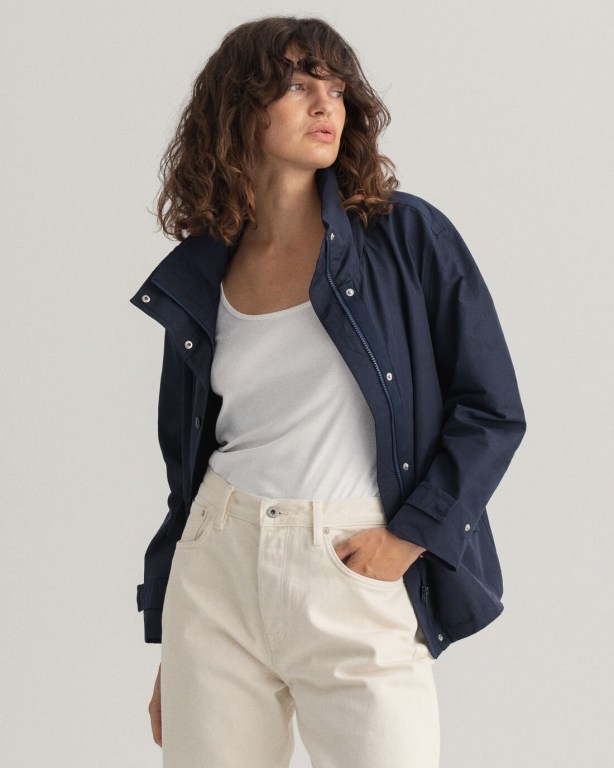 Gant Short Wind Women's Jackets Blue | rQnSRTEssEL