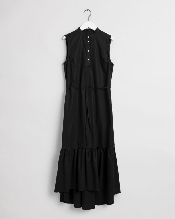 Gant Sleeveless Poplin Midi Women's Dresses Black | 1pmo6HdiW4M