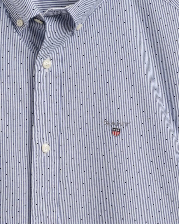 Gant Slim Fit Banker Dot Men's Shirts Blue | oaUivCdSSdY